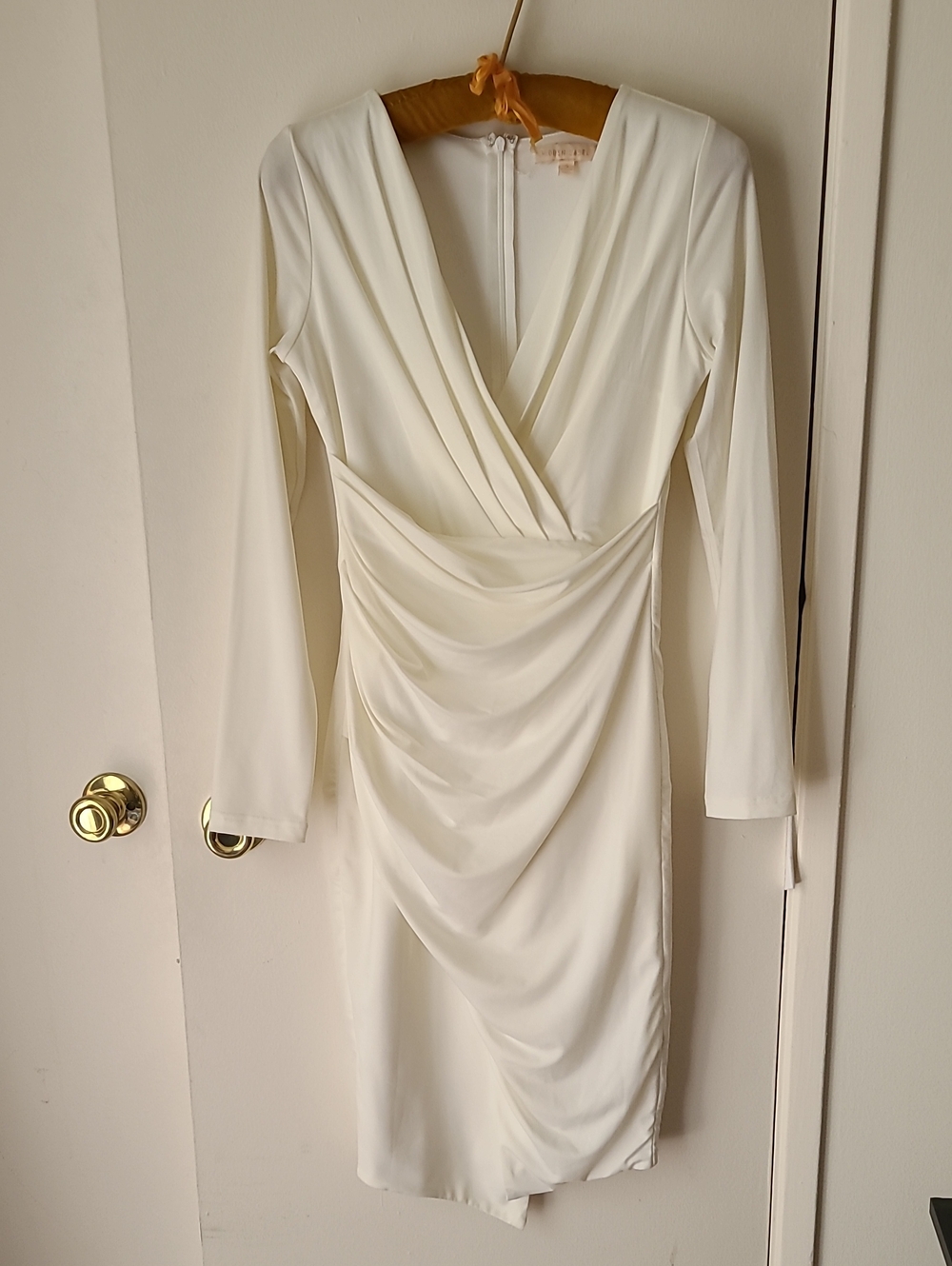 Elegant Long-Sleeve White Wrap Dress